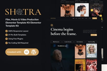 Preview: Shotra - Film, Movie & Video Production Elementor Template Kit