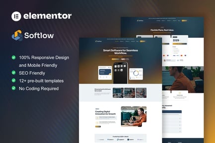 Preview: Softlow - Technology & Software Company Elementor Template Kit