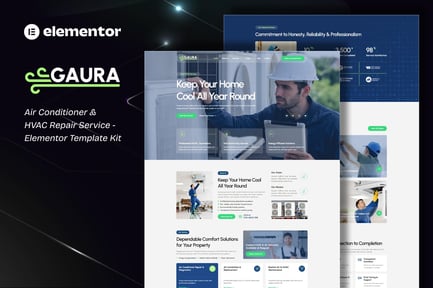 Preview: Gaura - Air Conditioner & HVAC Repair Service Elementor Template Kit