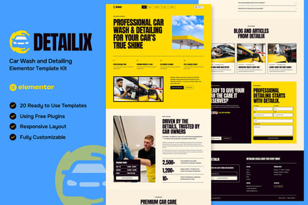 Preview: Detailix - Car Wash and Detailing Service Elementor Template Kit