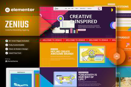 Preview: Zenius - Colorful Branding Agency Elementor Template Kit