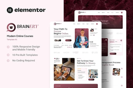 Preview: Brainery - School Online Courses Elementor Template Kit