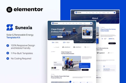 Preview: Sunexia - Solar & Renewable Energy Elementor Template Kit