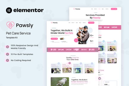 Preview: Pawsly - Pet Care Service Elementor Template Kit
