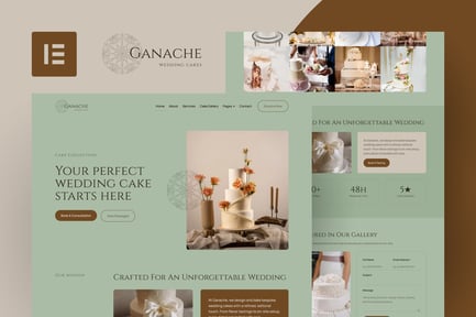 Preview: Ganache – Wedding Cake Bakery Elementor Template Kit