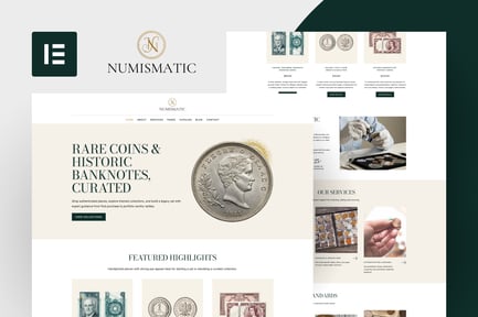 Preview: Numismatic - Rare Coins & Banknotes Elementor Template Kit