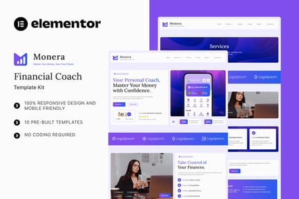 Preview: Monera - Financial Coach Elementor Template Kit