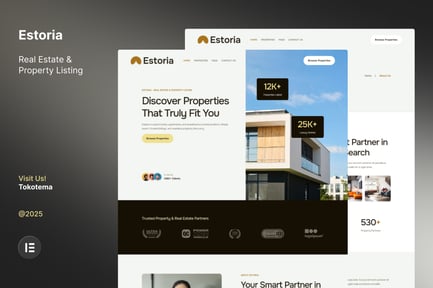 Preview: Estoria - Real Estate & Property Listing Website Elementor Template Kit