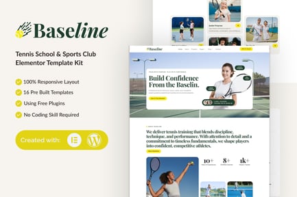 Preview: Baseline - Tennis School & Sports Club Elementor Template Kit