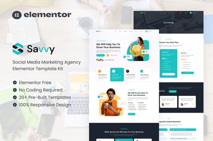 Preview: Savvy – Social Media Marketing Agency Elementor Template Kit