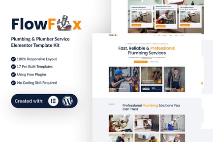 Preview: FlowFix - Plumbing & Plumber Service Elementor Template Kit