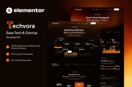 Preview: Techvora - Saas Tech & Startup Elementor Template Kit
