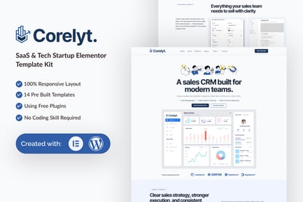 Preview: Corelyt - SaaS & Tech Startup Elementor Template Kit