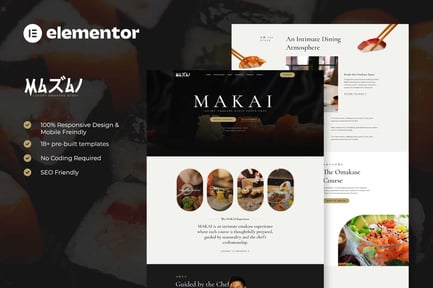 Preview: MAKAI - Luxury Omakase Sushi Experience Elementor Template Kit