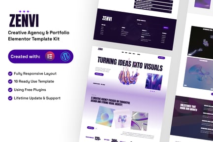 Preview: Zenvi - Creative Agency & Portfolio Elementor Template Kit