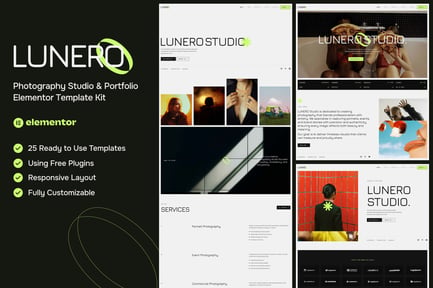 Preview: Lunero - Photography Studio & Portfolio Elementor Template Kit