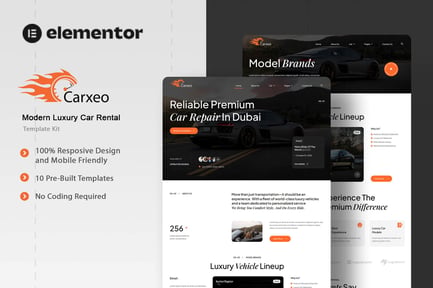 Preview: Carxeo - Modern Luxury Car Rental Elementor Template Kit