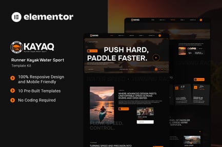 Preview: Kayaq - Runner Kayak Water Sport Elementor Template Kit