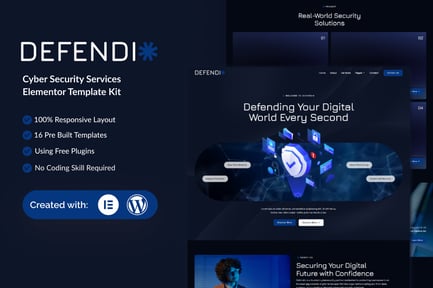 Preview: Defendio - Cyber Security Services Elementor Template Kit