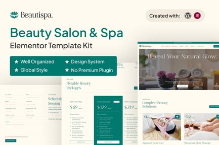 Preview: Beautispa - Beauty Salon & Spa Elementor Template Kit