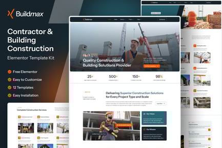 Preview: Buildmax - Contractor & Building Construction Elementor Template Kit