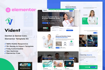 Preview: Vident - Dentist & Dental Care Elementor Template Kit