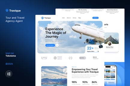 Preview: Travique - Tour & Travel Agency Agent Website Elementor Template Kits