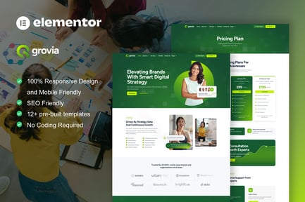 Preview: Grovia - Digital Marketing Agency Elementor Pro Template Kit