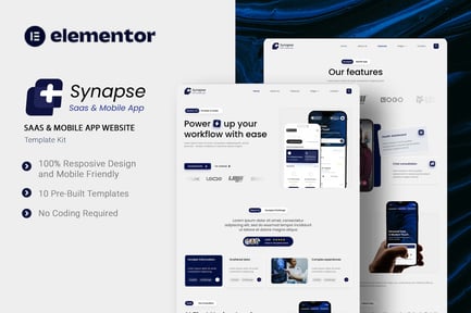 Preview: Synapse - Saas & Mobila App Website Elementor Template Kit