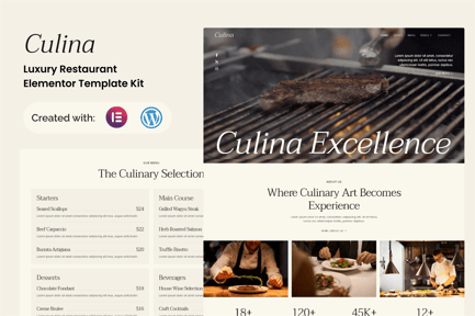 Preview: Culina - Luxury Restaurant Elementor Template Kit
