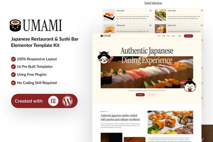 Preview: Umami - Japanese Restaurant & Sushi Bar Elementor Template Kit