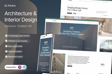 Preview: Arkana - Architecture & Interior Design Elementor Template Kit