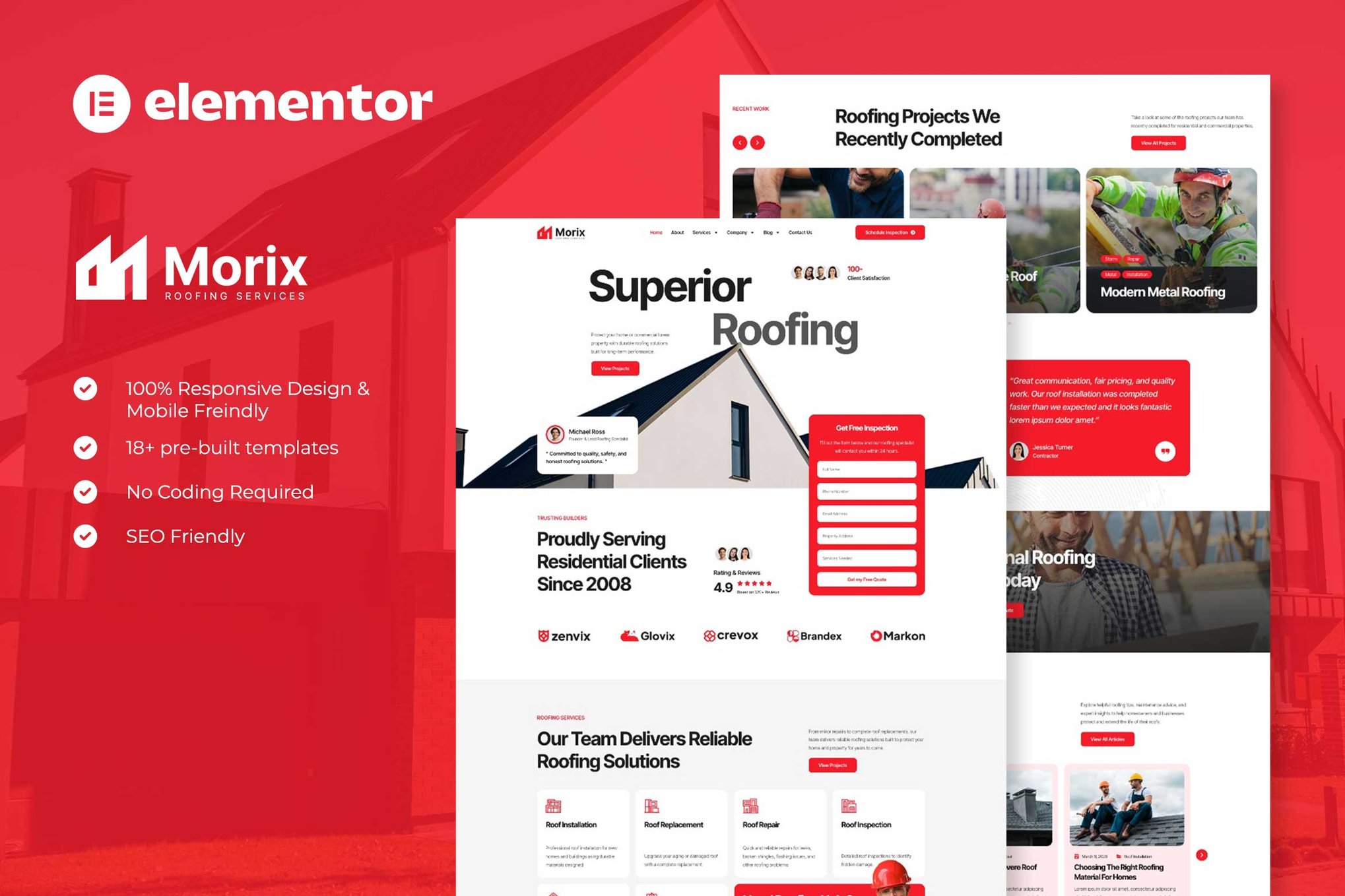 Morix - Roofing Services Elementor Pro Template Kit