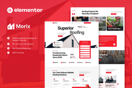 Preview: Morix - Roofing Services Elementor Pro Template Kit