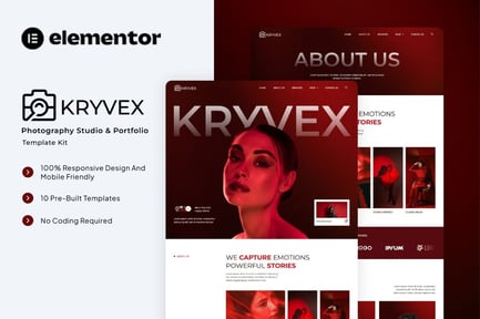Preview: Kryvex - Photography Studio & Portfolio Elementor Template Kit