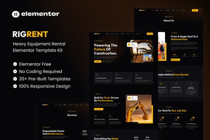 Preview: Rigrent - Heavy Equipment Rental Elementor Template Kit