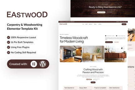 Preview: Eastwood - Carpentry & Woodworking Elementor Template Kit