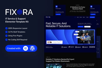 Preview: Fixora - IT Service & Support Elementor Template Kit