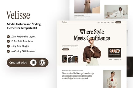 Preview: Velisse - Model Fashion & Styling Elementor Template Kit