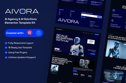 Preview: Aivora - AI Agency & AI Solutions Technology Elementor Template Kit