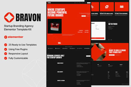 Preview: Bravon – Startup Branding Agency Elementor Template Kit