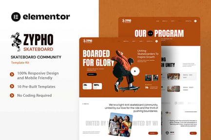 Preview: Zypho - Skateboard Community Elementor Template Kit