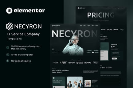 Vista previa: Necyron: Kit de plantillas Elementor para empresas de servicios de TI