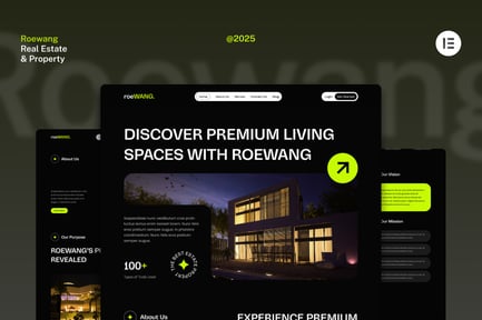 Preview: Roewang – Dark Real Estate & Property Website Elementor Template Kit