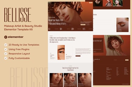 Preview: Bellisse - Makeup Artist & Beauty Studio Elementor Template Kit