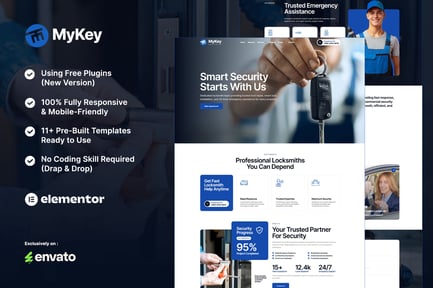 Preview: MyKey - Locksmith & Key Maker Services Elementor Template Kit