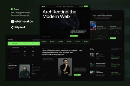 Preview: Brave - Web Developer Portfolio Elementor Template Kit