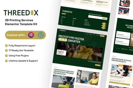 Preview: Threedix - 3D Printing Services Elementor Template Kit