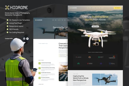 Preview: Hidrone - Drone Aerial Video & Photography Elementor Template Kit