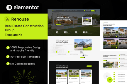 Preview: Rehouse - Real Estate & Construction Group Elementor Template Kit